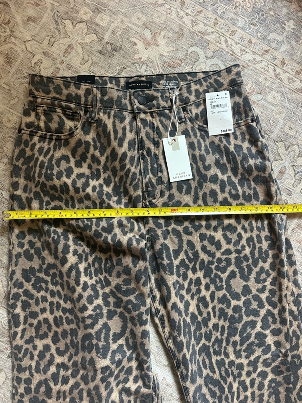Good American Leopard Print Wide Leg Pants - Tan & Black - Picture 10 of 11